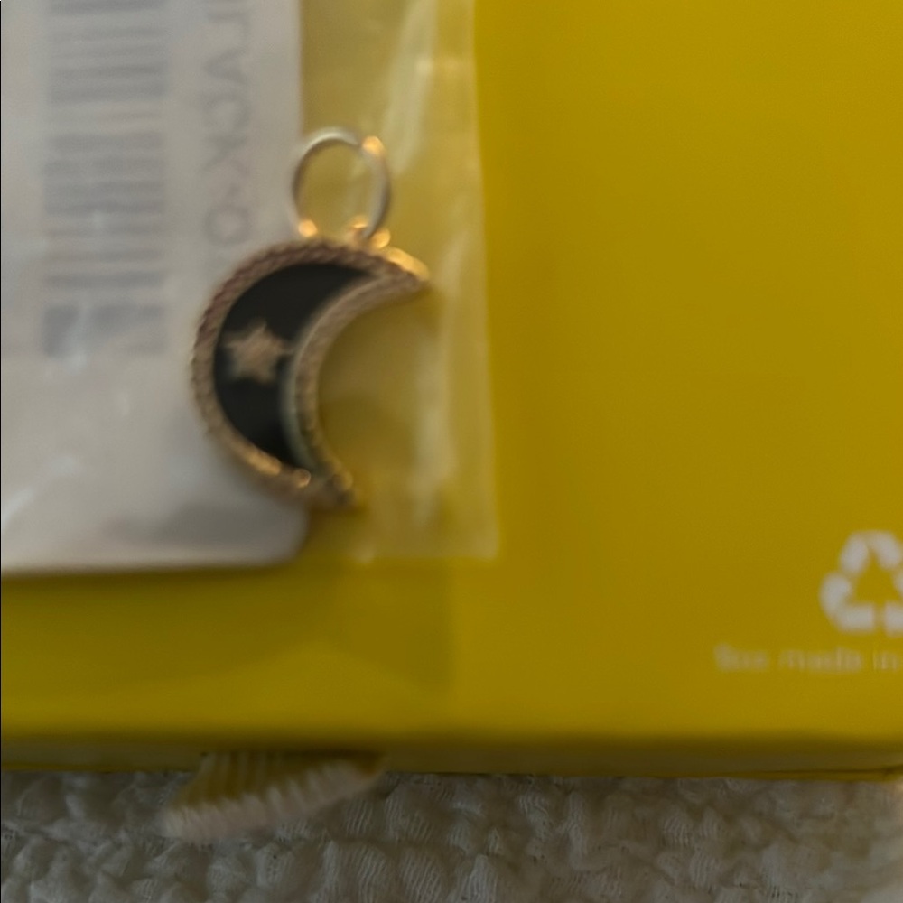 Black and Gold Crescent Charm